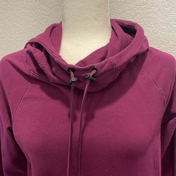 Athleta Plum Purple Sentry Cowl Neck Hooded Sweatshirt Size Small - Picture 3 of 9